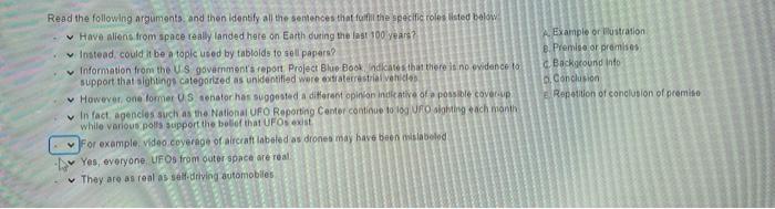 Read the following arguments and then identify