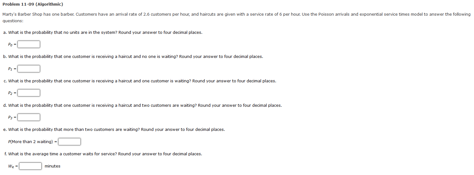Problem 11-09 (Algorithmic) Marty's Barber Shop