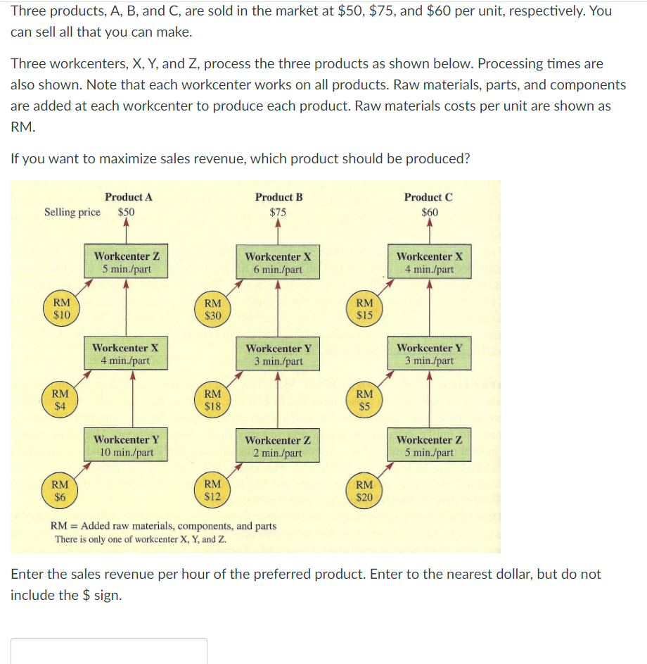 Three products, A, B, and C, are sold in the
