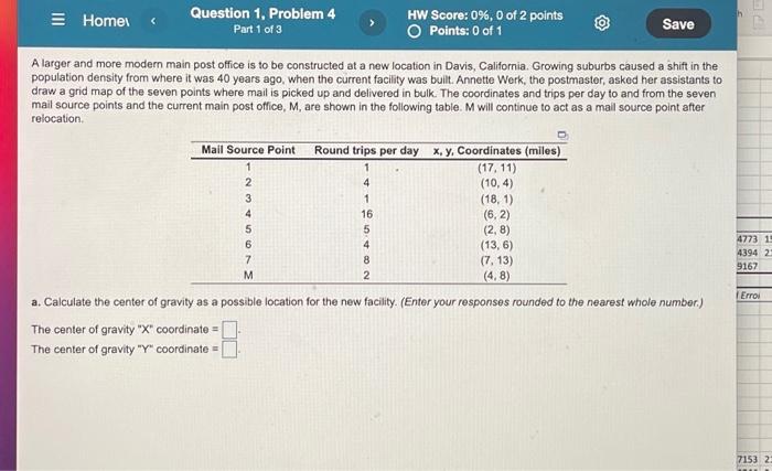th Home Question 1. Problem 4 HW Score: 0%, 0 of