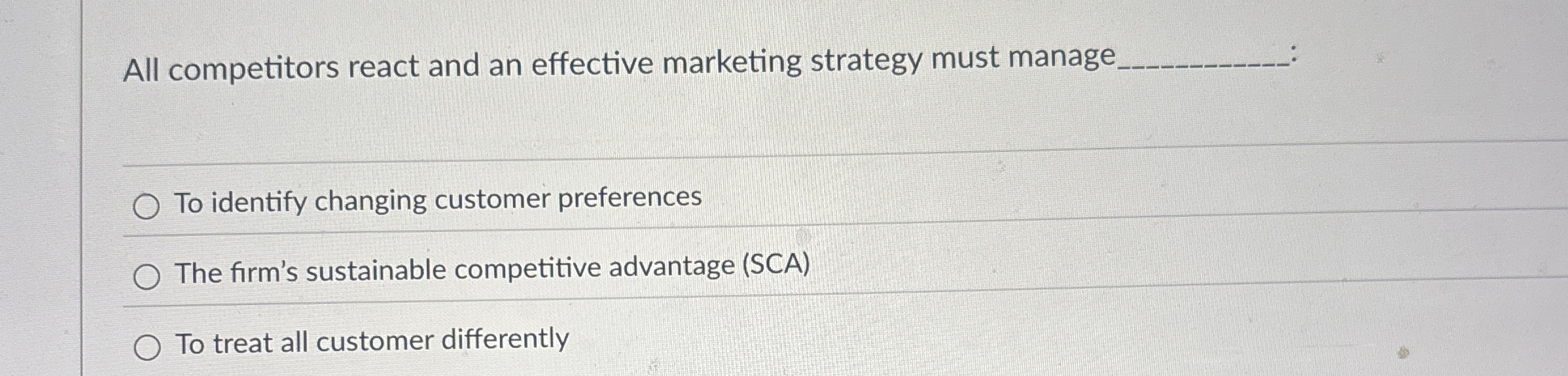 All competitors react and an effective marketing