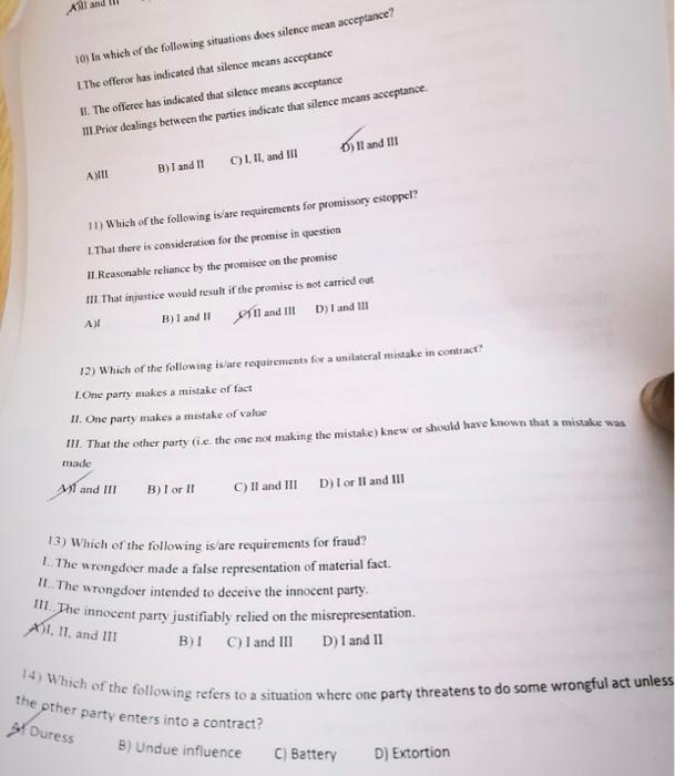 A and 10) in which of the following situations