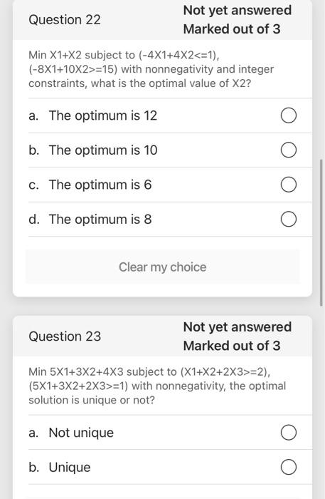 Question 21 Not yet answered Marked out of 1 The