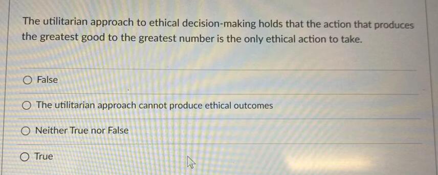 The utilitarian approach to ethical