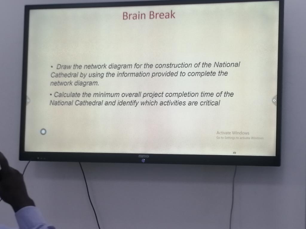 Brain Break . Draw the network diagram for the