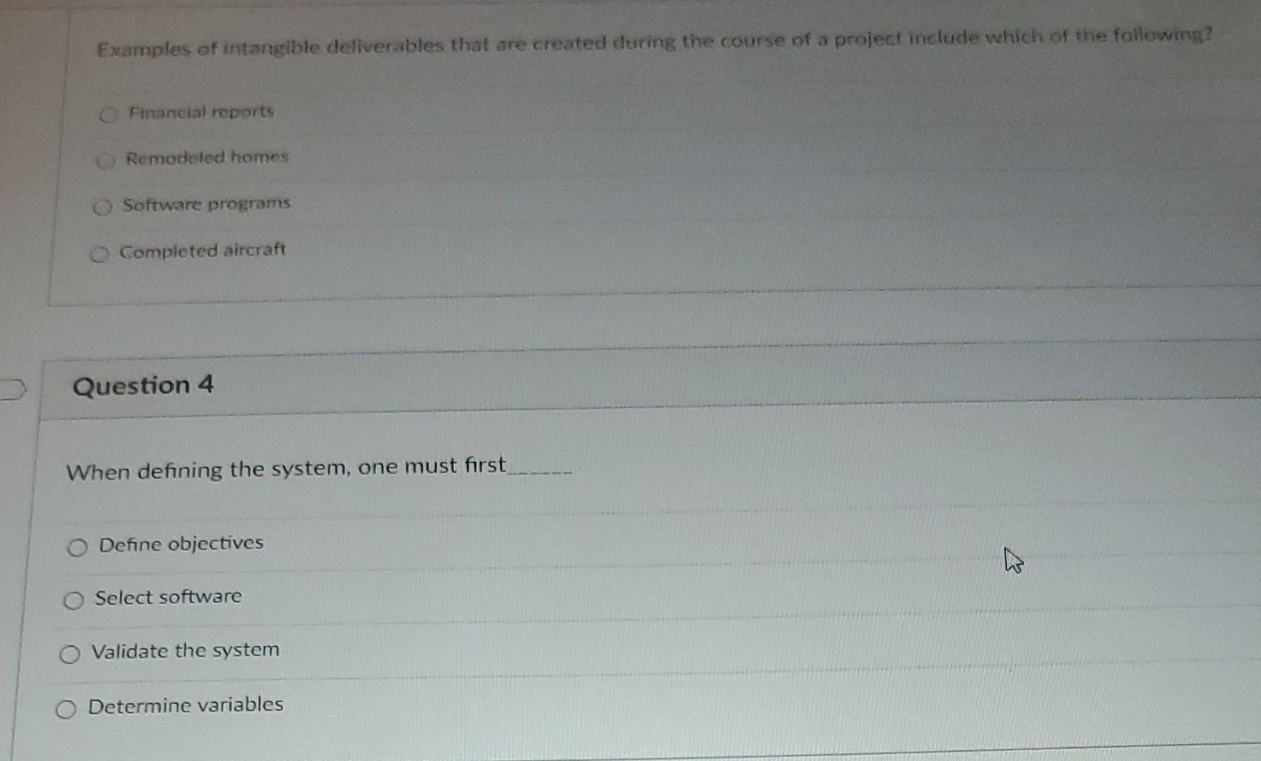 Examples of intangible deliverables that are