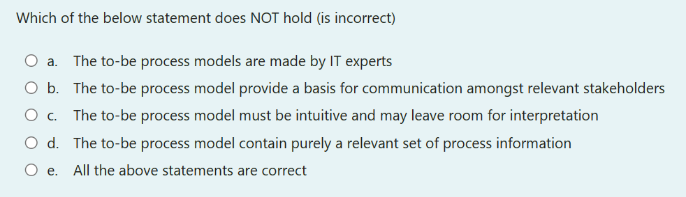 Which of the below statement does NOT hold (is