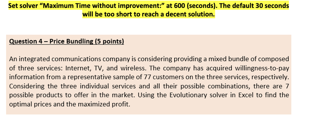 Set solver Maximum Time without improvement:" at