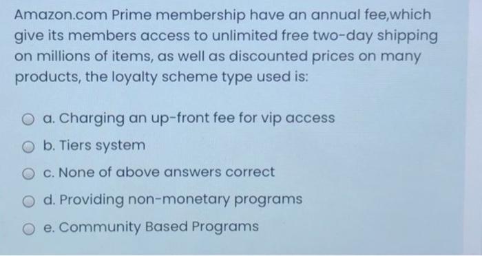Amazon.com Prime membership have an annual