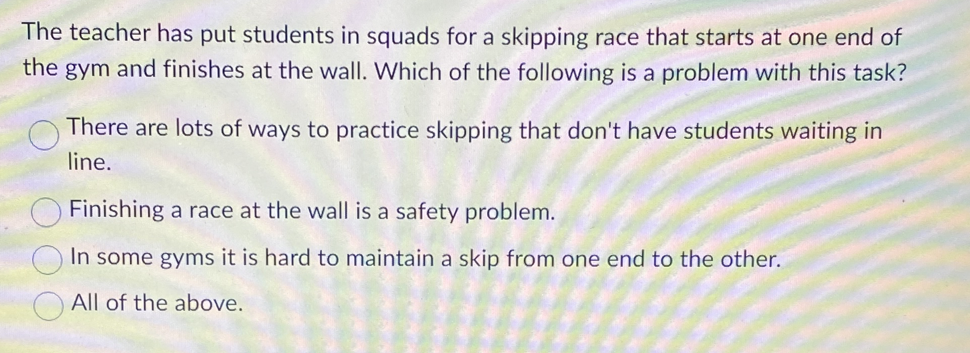 The teacher has put students in squads for a