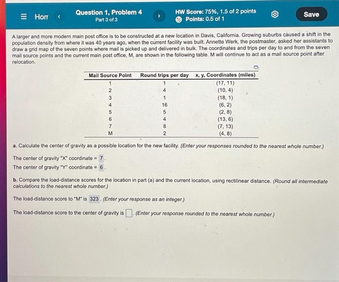 1 4 Hon Question 1, Problem 4 HW Score: 75%, 1.5
