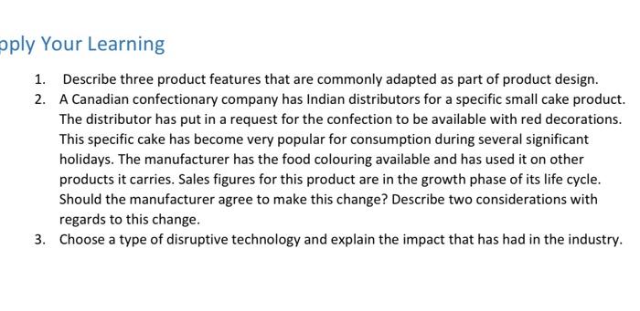 please solve all questions pply Your Learning 1.