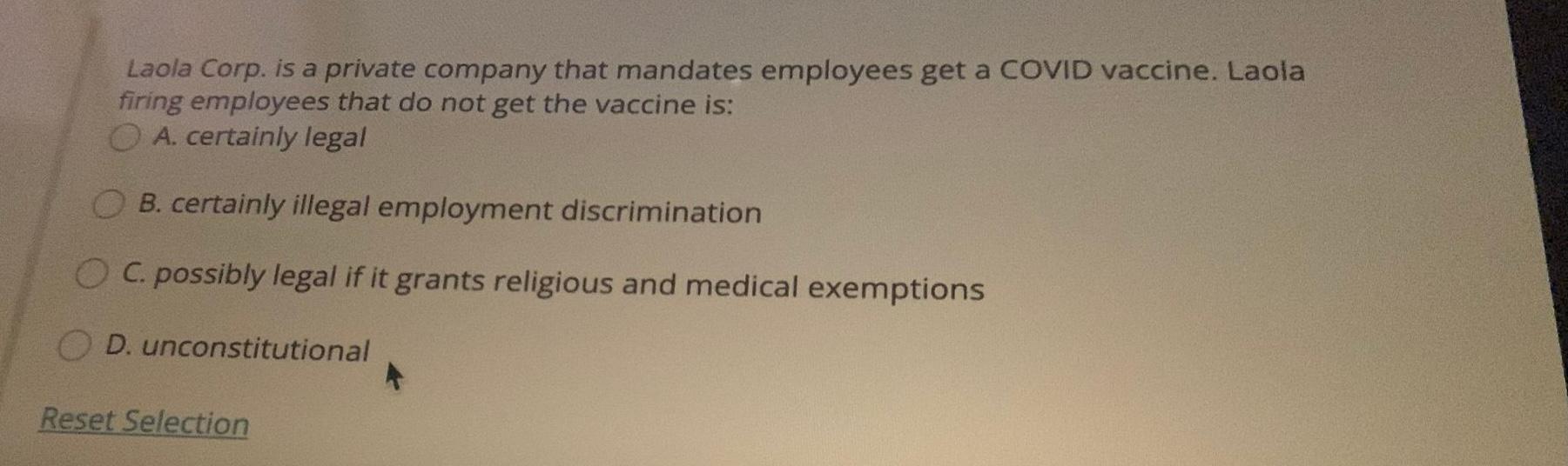 Laola Corp. is a private company that mandates
