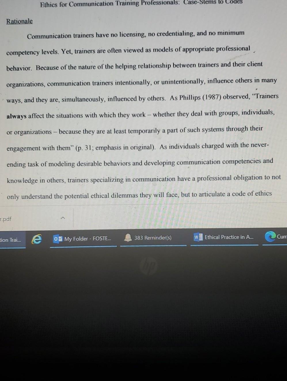 Ethics for Communication Training Professionals: