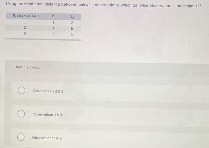 Using the Manhattan distance between pairwise
