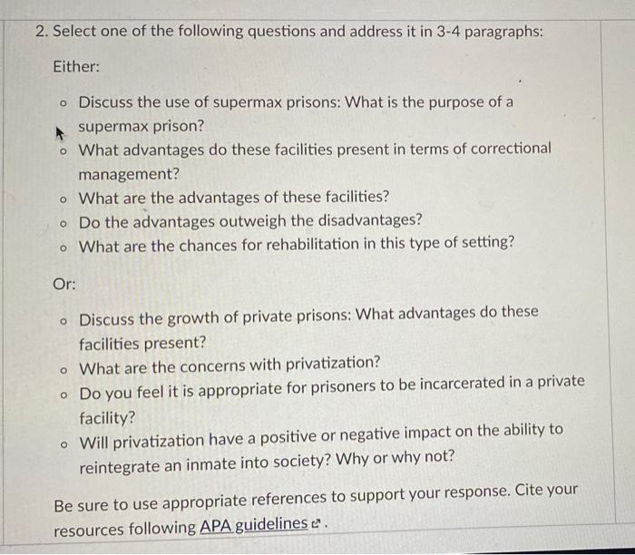 2. Select one of the following questions and