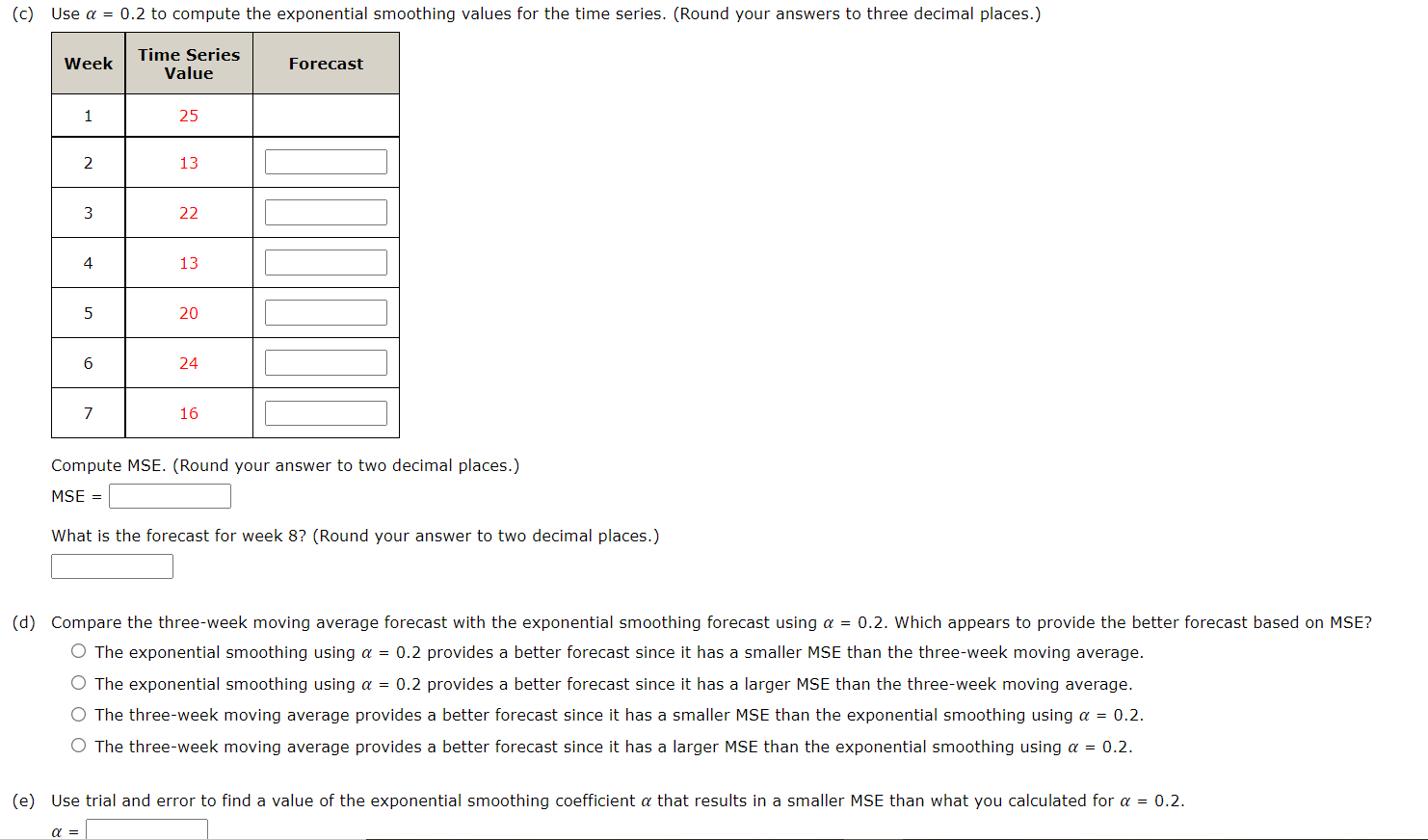 (c) Use a = 0.2 to compute the exponential