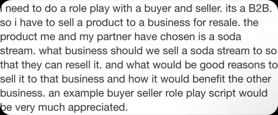 I need to do a role play with a buyer and seller.
