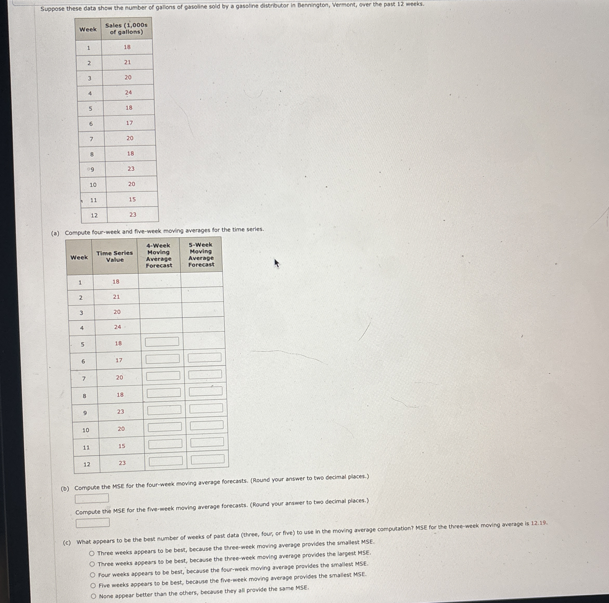 Suppose these data show the number of gallons of