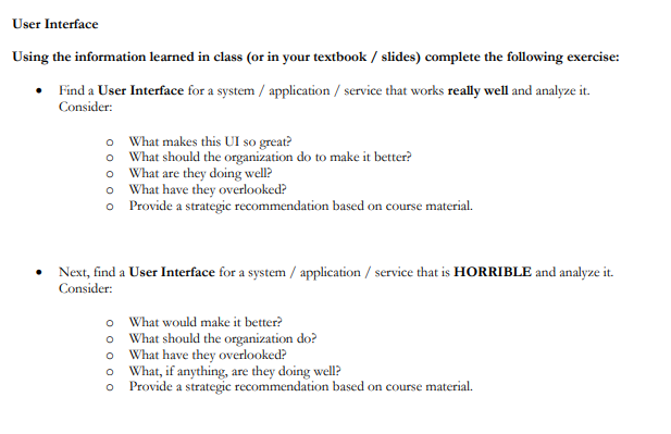 User Interface Using the information learned in