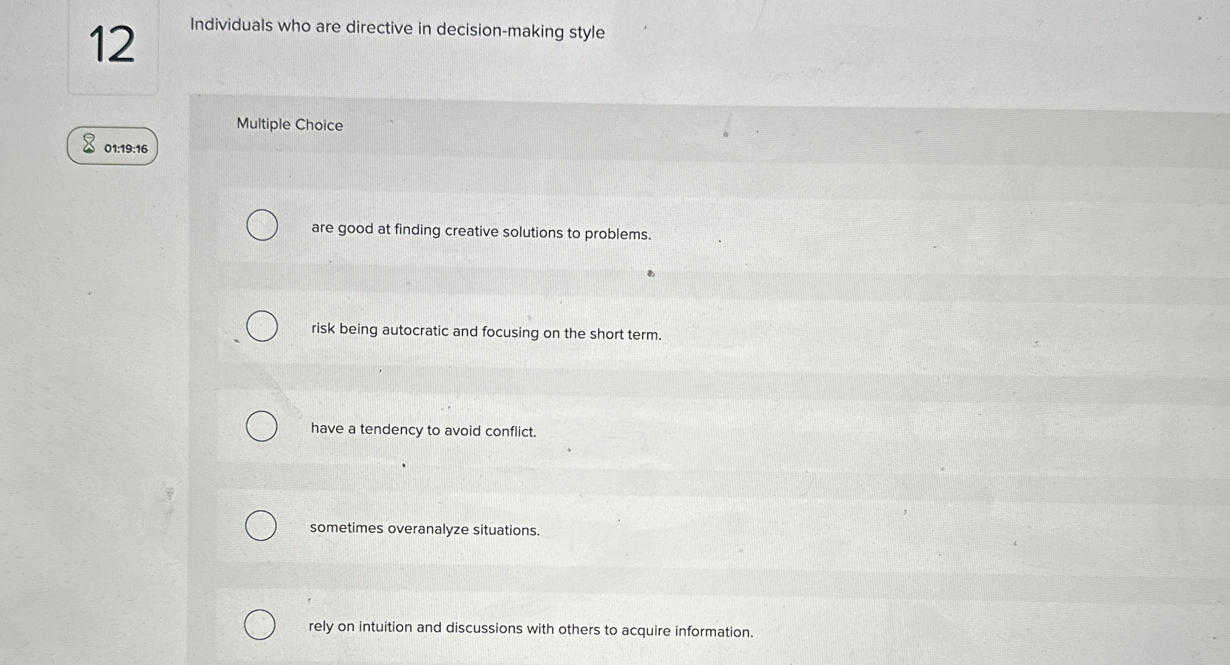 1 2 Individuals who are directive in decision -