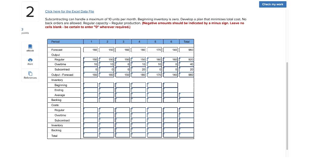 Please explain how to calculate each vale step by
