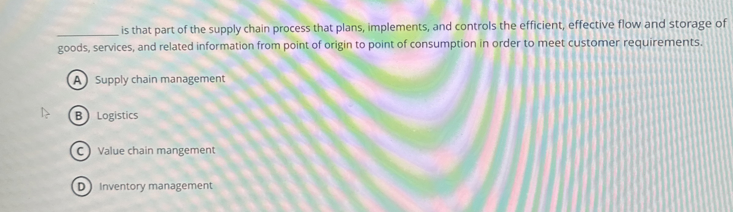 is that part of the supply chain process that