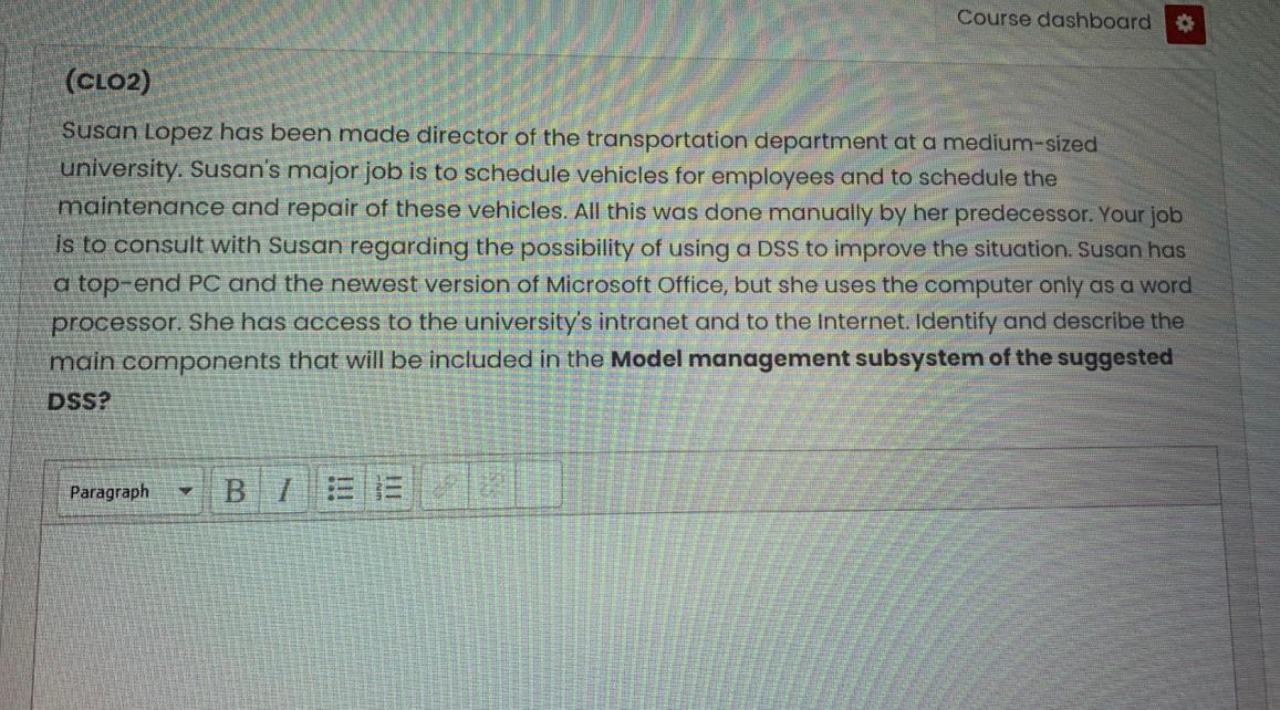 Course dashboard (CLO2) Susan Lopez has been made