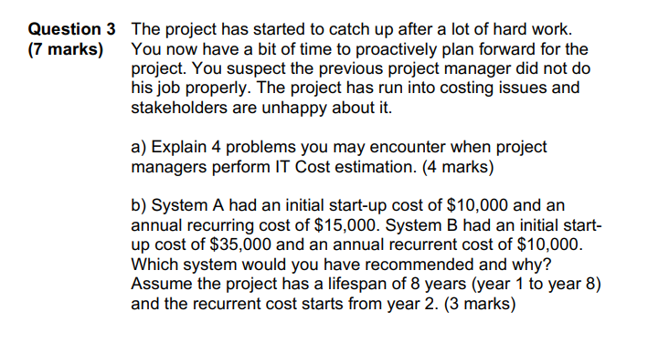 Question 3 The project has started to catch up