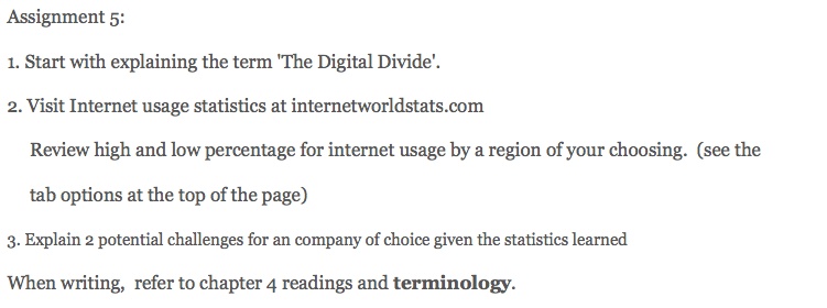 Assignment 5: 1. Start with explaining the term