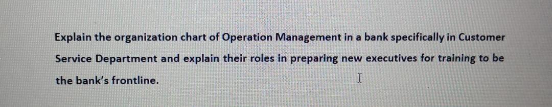Explain the organization chart of Operation
