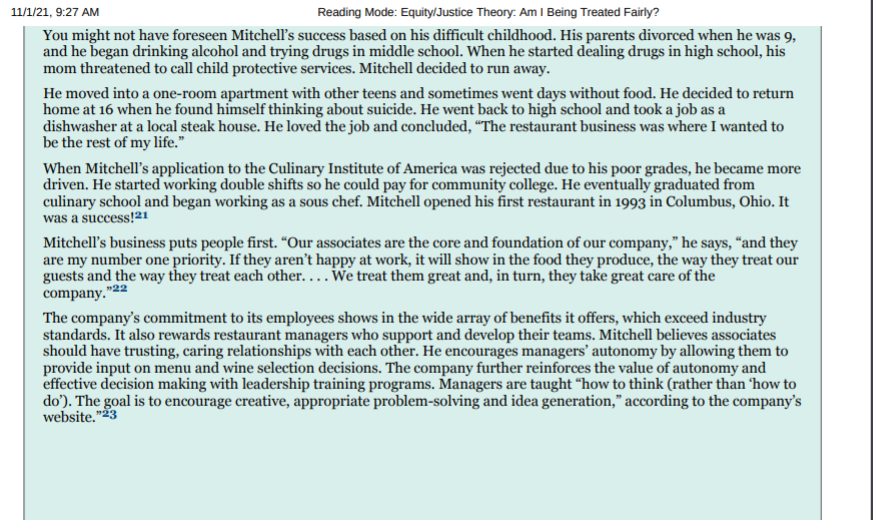 Read through OB in Action on p. 167. Which needs
