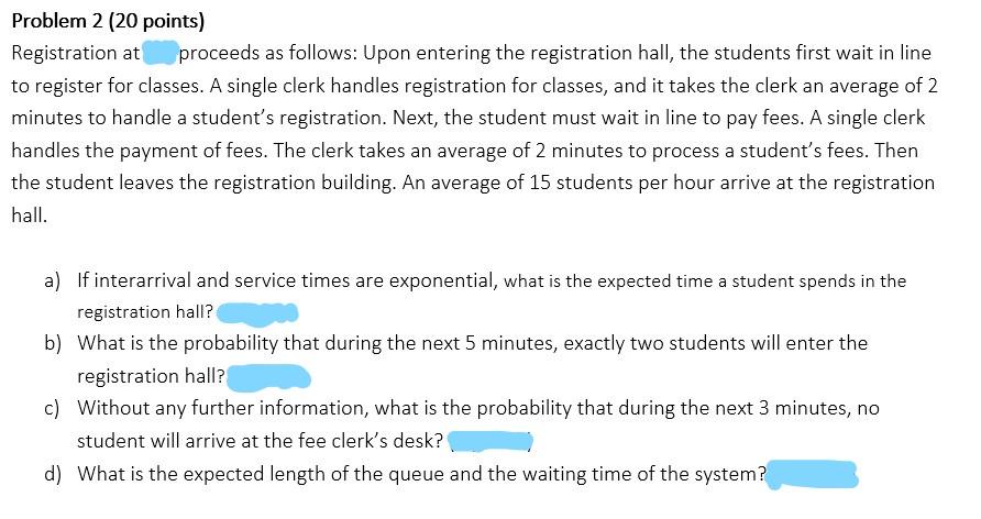 Problem 2 (20 points) Registration at proceeds as