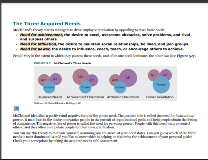 Read through OB in Action on p. 167. Which needs
