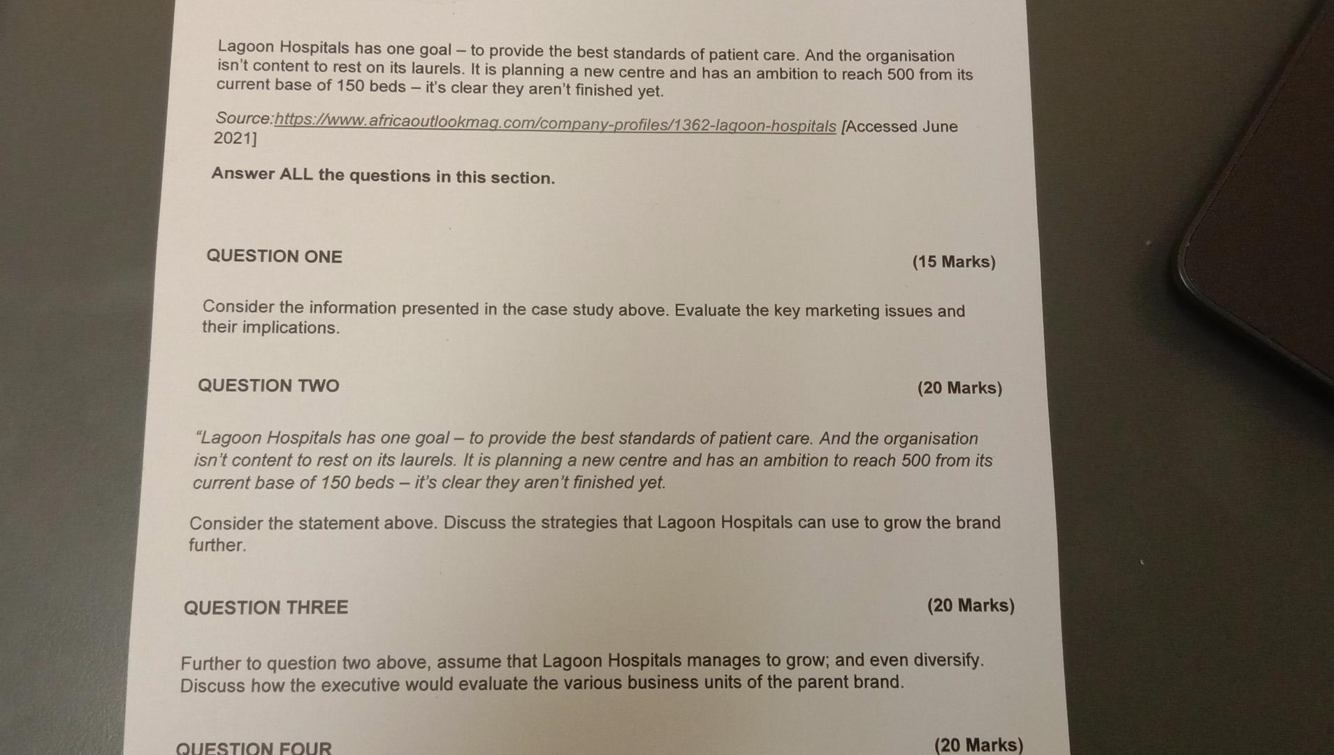 Please assist with question 3 (100 Marks] SECTION