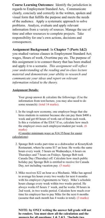 answer the 3rd question Course Learning Outcomes: