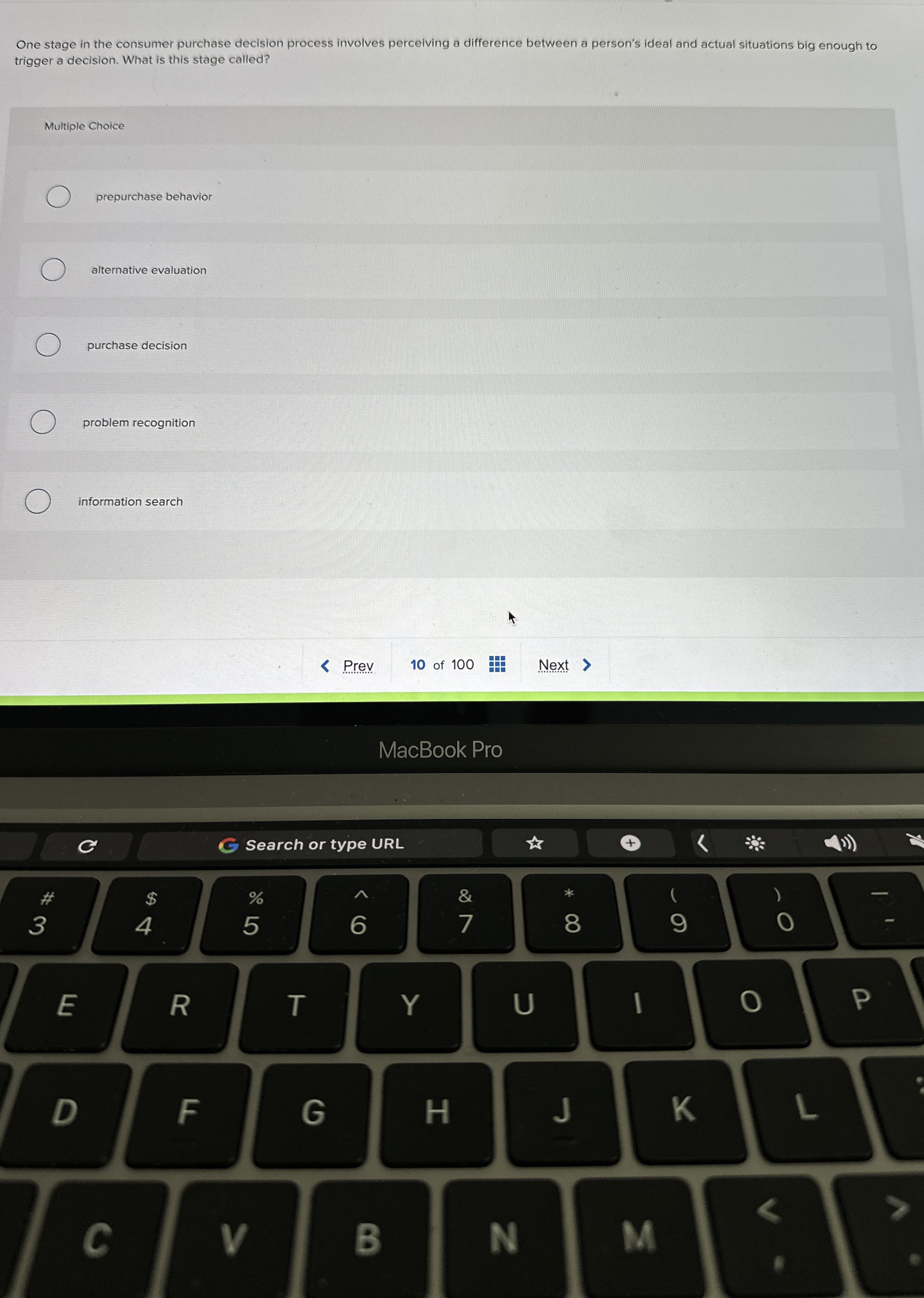 One stage in the consumer purchase decision