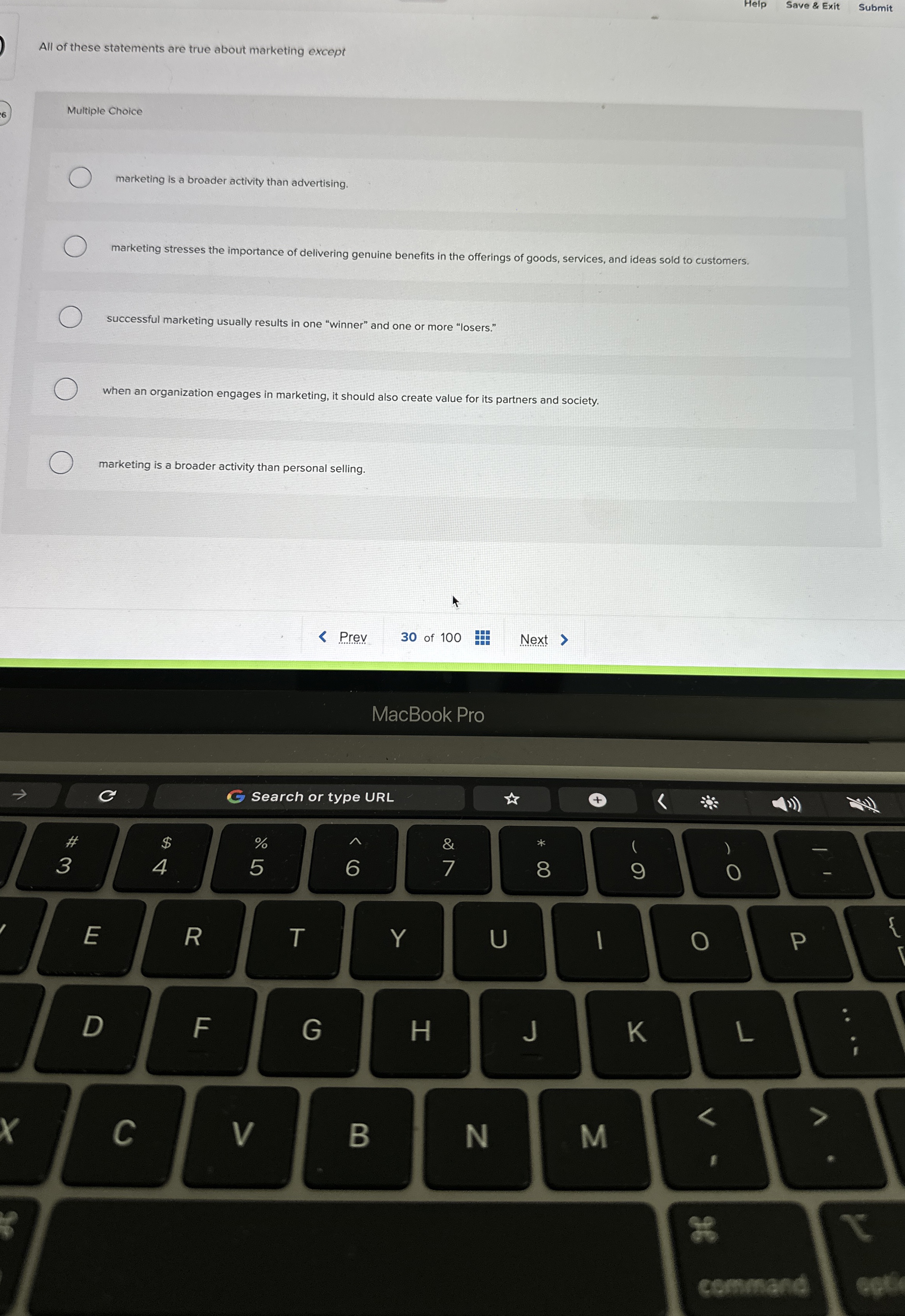 Help Save & Exit Submit All of these statements