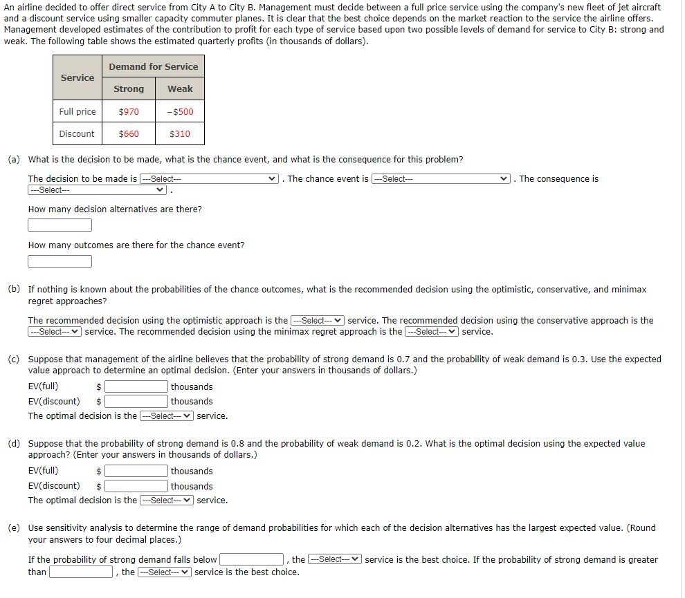 An airline decided to offer direct service from