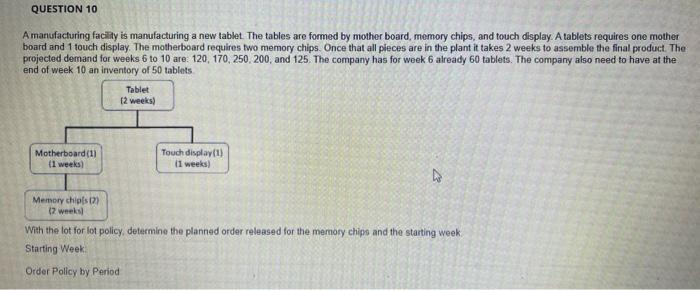 QUESTION 10 A manufacturing facility is