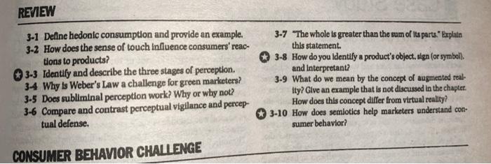 consumer behavior REVIEW 3-1 Define hedonic