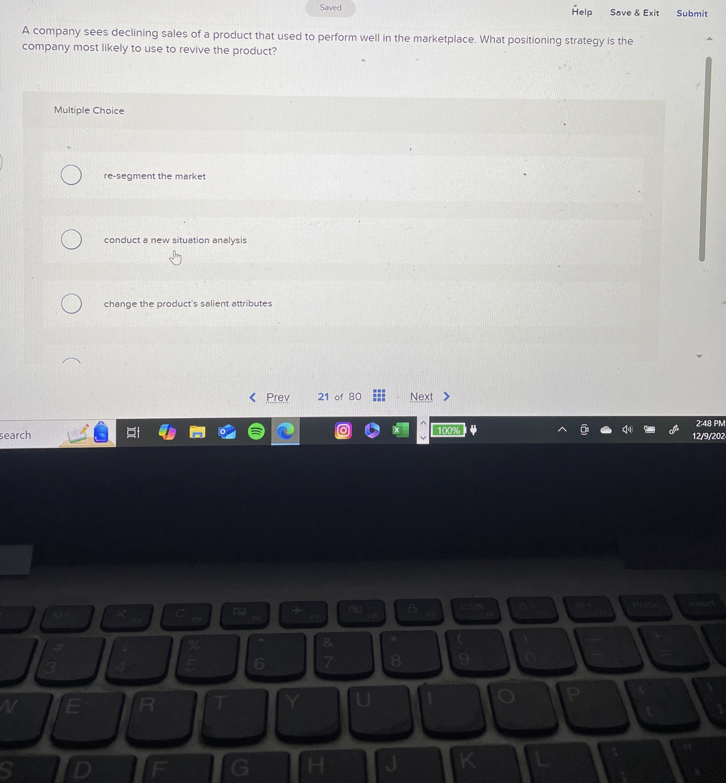 Help Sove & Exit Submit A company sees declining