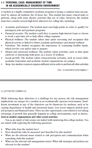 Conceptualize risks for the example presented in