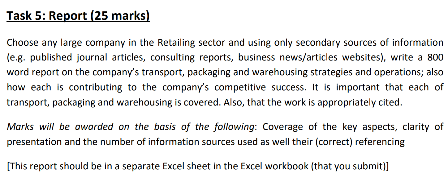 Task 5 : Report ( 2 5 marks ) Choose any large