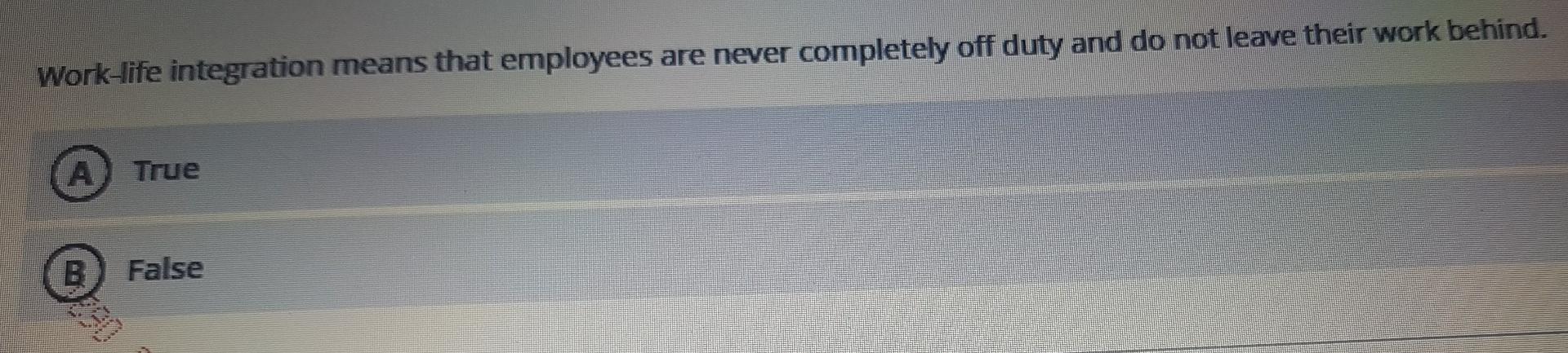 Work-life integration means that employees are