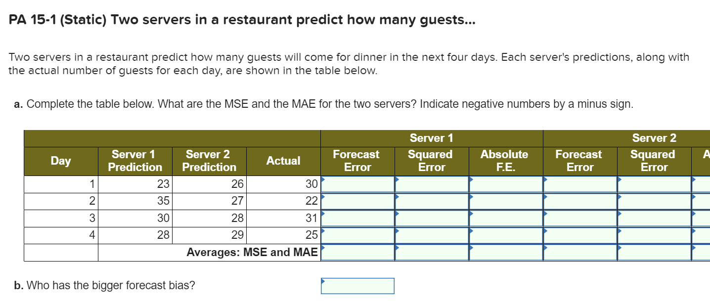 PA 15-1 (Static) Two servers in a restaurant