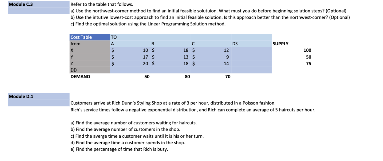 Module C . 3 Refer to the table that follows.