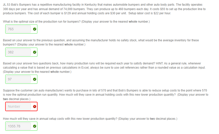 2925 is the wrong answer JL.53 Bob's Bumpers has