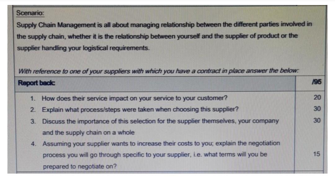 Scenario: Supply Chain Management is all about