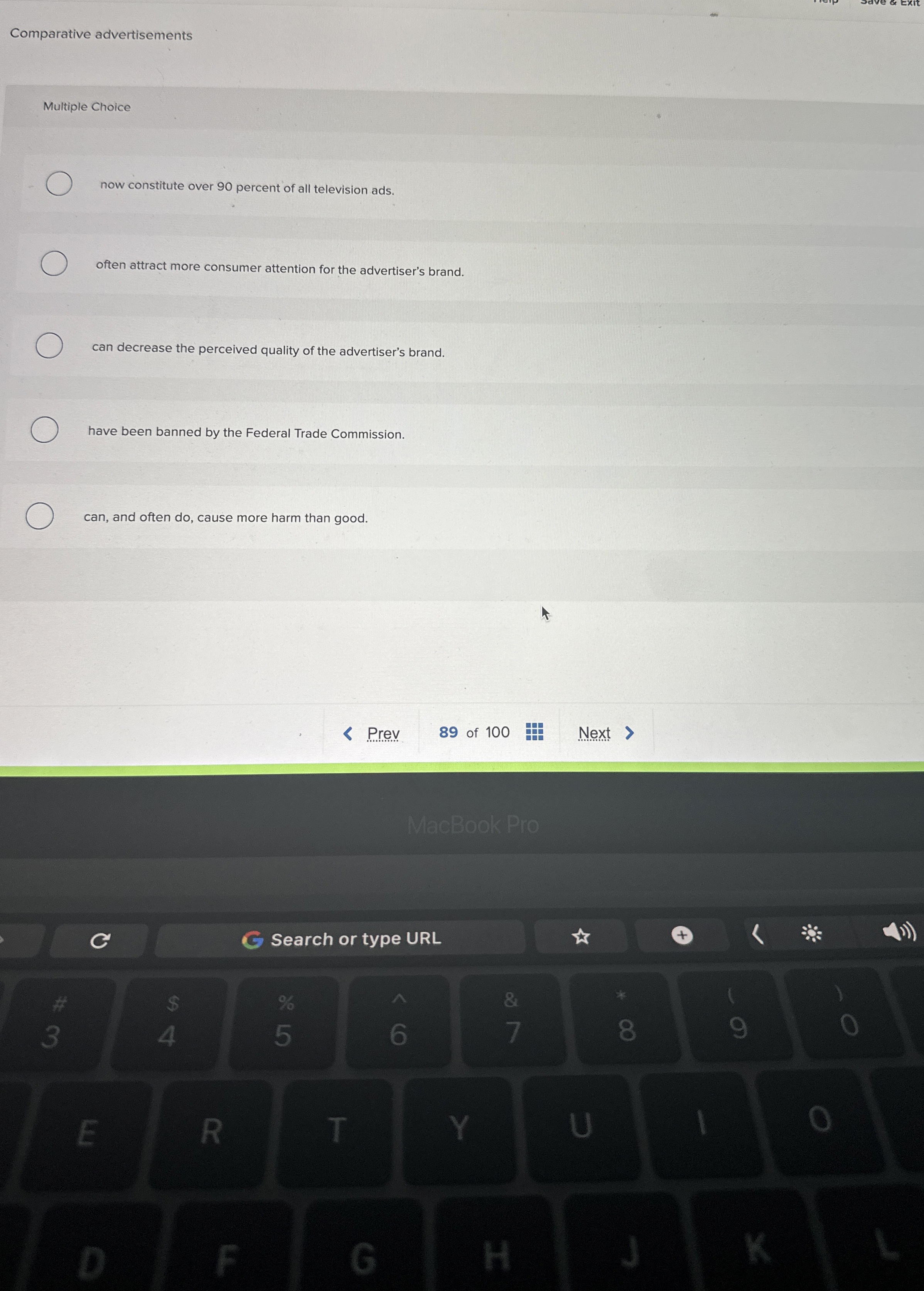 Comparative advertisements Multiple Choice now